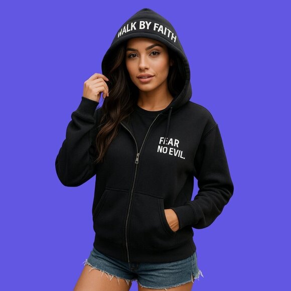 "Fear No Evil" Hoodie – Angel Cult | Walk By Faith | Size S - Picture 1 of 7
